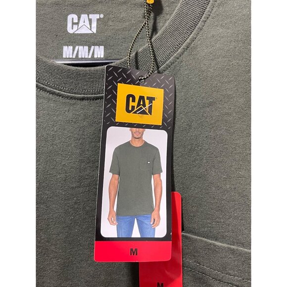 Caterpillar NWT Mens Green Short Sleeve Crew Neck Pocket T-Shirt, M, New - Picture 6 of 12